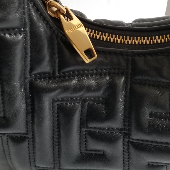 Balmain Mini Pillow Monogram Quilted Leather Hobo Bag Black - Picture 6 of 10